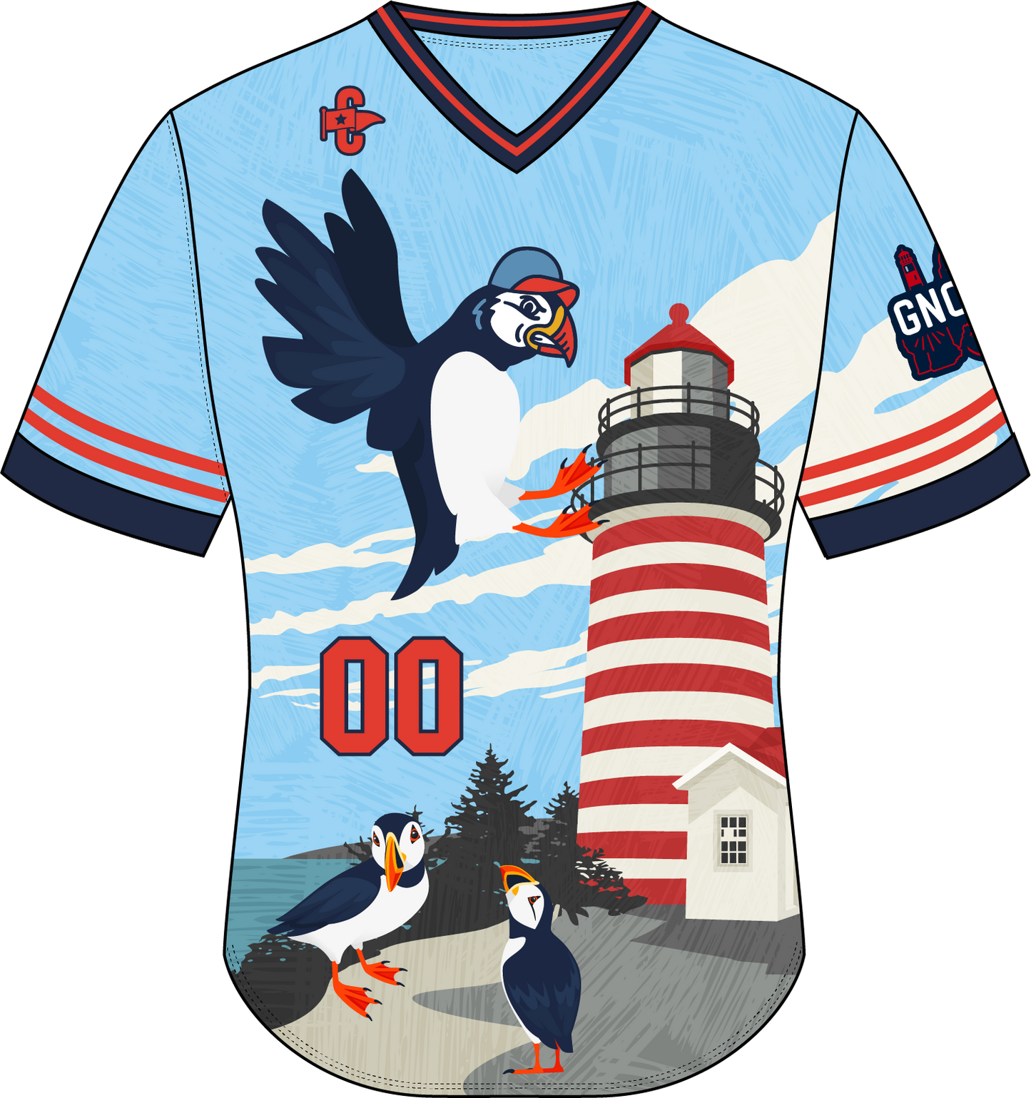 Fun V-Neck Puffins Game Jersey